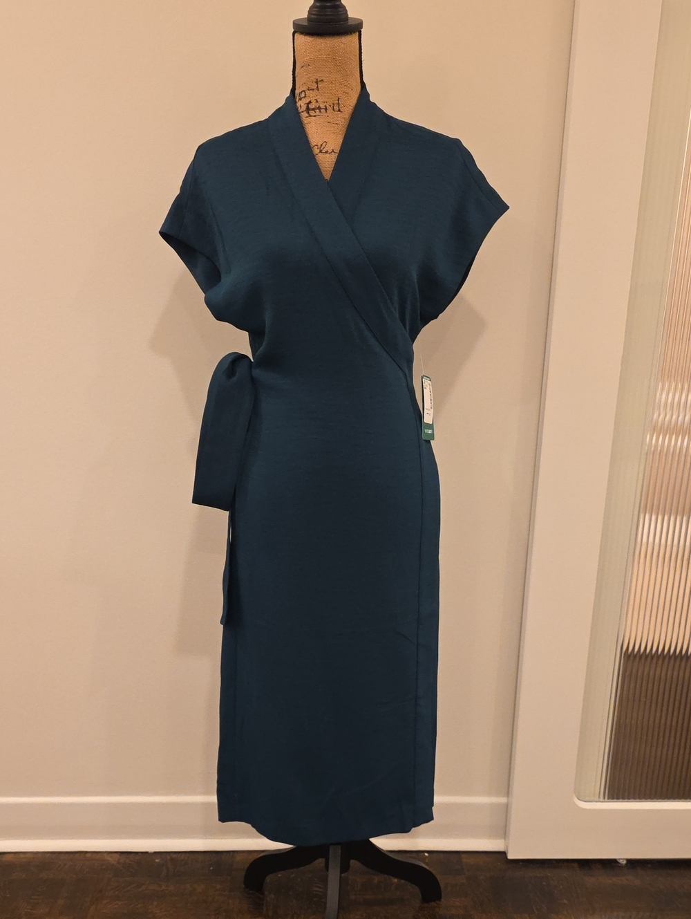 Simons ICONE Teal Wrap-Style Midi Dress